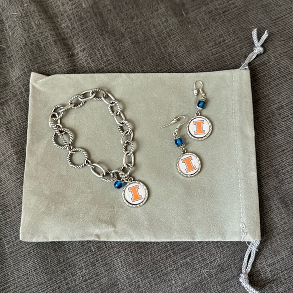 University of Illinois Chain Link Bracelet and Earring set! - Picture 1 of 7